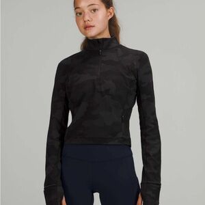 Lululemon Its Rulu Run Cropped Half-Zip Heritage 365 Camo Deep Coal Multi